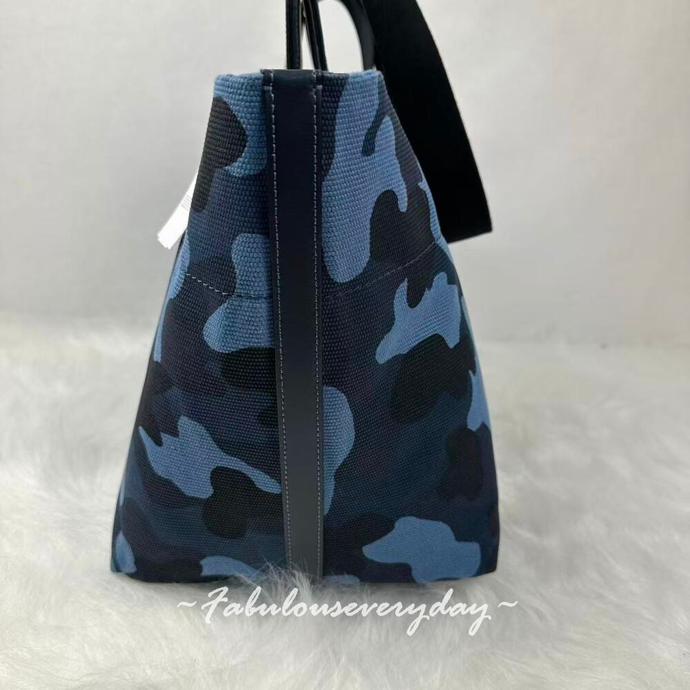 Coach Men's Small Tour Tote Bag With Camo Print Silver/Blue Multi CDQ74 NWT - Picture 5 of 8